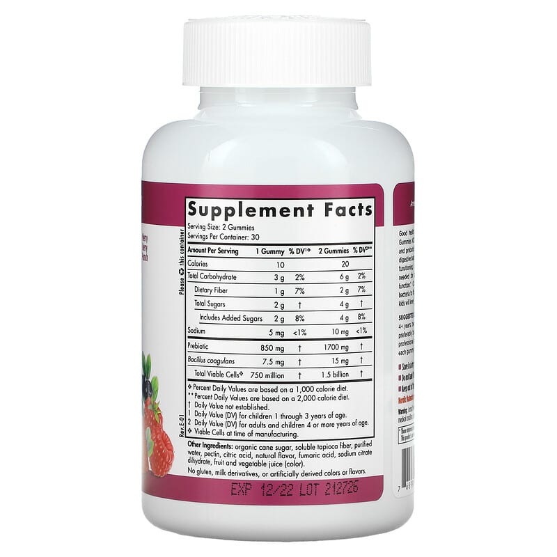 Nordic Naturals Probiotic Gummies Kids Merry Berry Punch 60 Gummies 8 Thành phần vi chất Nordic Naturals Probiotic Kids Merry Berry Punch 60 viên 768990301704