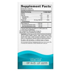 Nordic Naturals Ultimate Omega 2X with Vitamin D3 Lemon 60 Softgels 768990021558