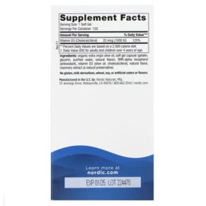 Nordic Naturals Vitamin D3 1000 Orange 25 mcg (1.000 IU) 120 Mini Soft Gels 768990016004