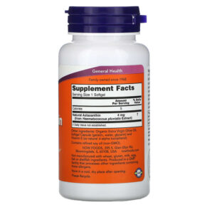 NOW Foods Astaxanthin 4 mg 90 Softgels 733739023056