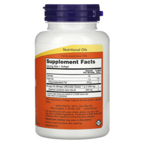 NOW Foods Borage Oil Concentration GLA 1.000 mg 60 Softgels 733739017208