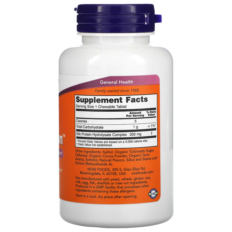 NOW Foods Brain Attention Natural Chocolate Flavor 60 Chewables 8 Thành phần vi chất NOW Foods Brain Attention Natural Chocolate Flavor 60 viên 733739023971