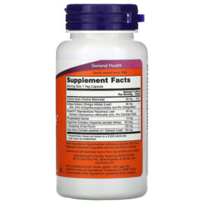 NOW Foods Brain Elevate 60 Veg Capsules 733739033031