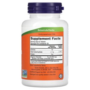 NOW Foods Certified Organic Chlorella 500 mg 200 Tablets 733739026316