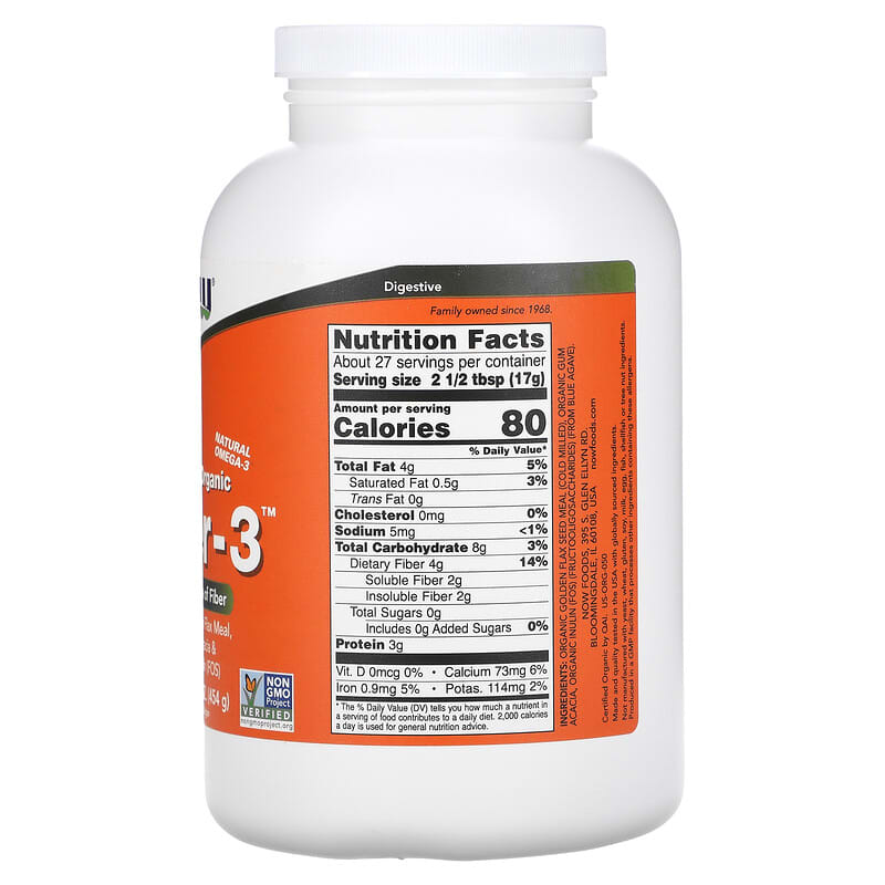 NOW Foods Certified Organic Fiber-3 Powder 16 oz (454 g) 8 Thành phần vi chất NOW Foods Certified Organic Fiber-3 Powder 16 oz (454 g) 733739059932