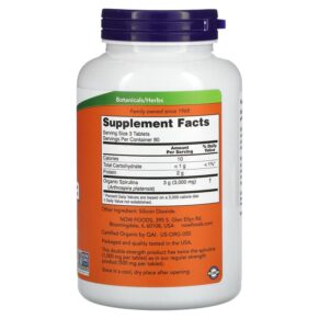 NOW Foods Certified Organic Spirulina 1.000 mg 240 Tablets 733739027177