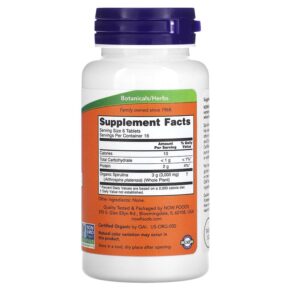 NOW Foods Certified Organic Spirulina 500 mg 100 Tablets 733739026965