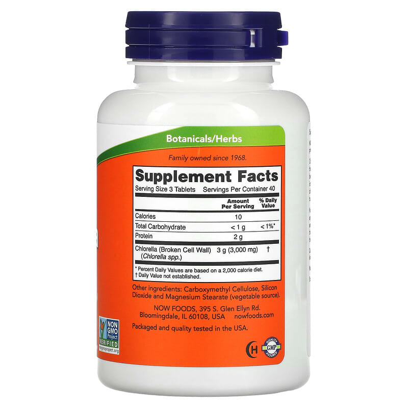 NOW Foods Chlorella 1.000 mg 120 Tablets 8 Thành phần vi chất NOW Foods Chlorella 1.000 mg 120 viên 733739026323
