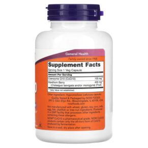 NOW Foods CoQ10 With Hawthorn Berry 100 mg 180 Veg Capsules 733739032133
