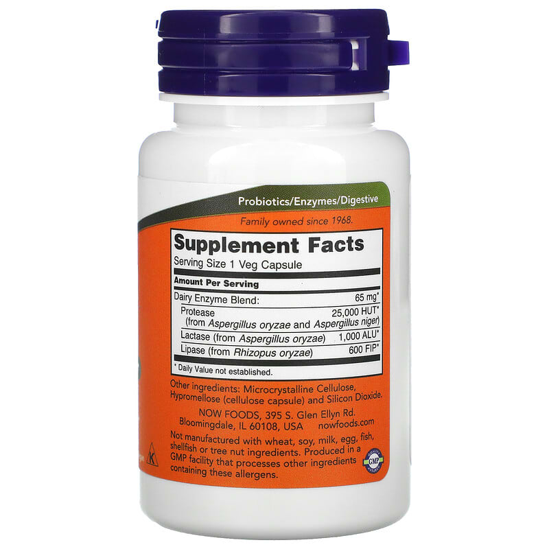 NOW Foods Dairy Digest Complete 90 Veg Capsules 8 Thành phần vi chất NOW Foods Dairy Digest Complete 90 viên 733739029560
