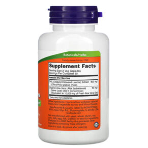 NOW Foods DGL with Aloe Vera 400 mg 100 Veg Capsules 733739046543