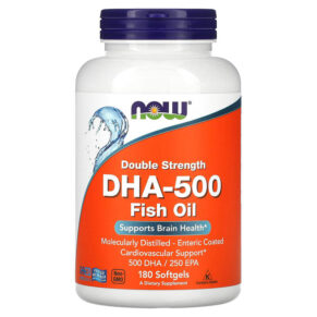 NOW Foods Double Strength DHA-500 Fish Oil 180 viên 733739016133
