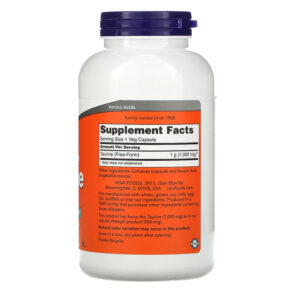 NOW Foods Double Strength Taurine 1.000 mg 250 Veg Capsules 733739001436