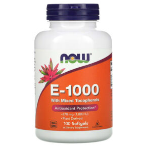 NOW Foods E-1000 + Mixed Tocopherols 670 mg (1.000 IU) 100 viên 733739009029