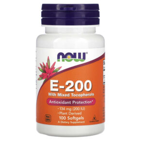 NOW Foods E-200 + Mixed Tocopherols 134 mg (200 IU) 100 viên 733739008800