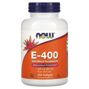 NOW Foods E-400 + Mixed Tocopherols 268 mg (400 IU) 250 viên 733739008947