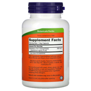 NOW Foods Elderberry 500 mg 120 Veg Capsules 733739046697