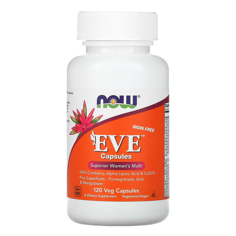 NOW Foods Eve Capsules Superior Women's Multi Iron-Free 120 Veg Capsules 1 NOW Foods Eve Superior Women's Multi Iron-Free 120 viên 733739037985