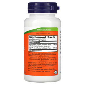 NOW Foods Ginger Root Extract 250 mg 90 Veg Capsules 733739046895