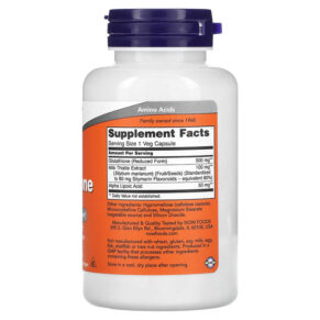 NOW Foods Glutathione 500 mg 60 Veg Capsules 733739001047