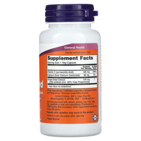 NOW Foods Grape Seed Standardized Extract 100 mg 100 Veg Capsules 733739032485
