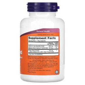NOW Foods Grape Seed Standardized Extract 100 mg  200 Veg Capsules 733739032492