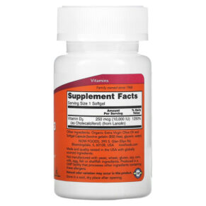 NOW Foods High Potency Vitamin D-3 10.000 IU 120 Softgels 733739003768