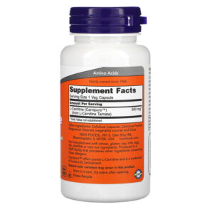 NOW Foods L-Carnitine 500 mg 60 Veg Capsules 733739000729