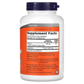 NOW Foods L-Citrulline 750 mg 180 Veg Capsules 733739001030