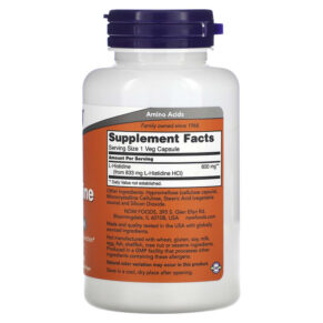NOW Foods L-Histidine 600 mg 60 Veg Capsules 733739001214