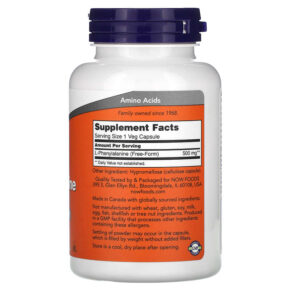 NOW Foods L-Phenylalanine 500 mg 120 Veg Capsules 733739001320