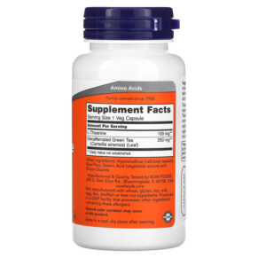 NOW Foods L-Theanine 100 mg 90 Veg Capsules 733739001450
