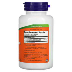 NOW Foods Lion's Mane 500 mg 60 Veg Capsules 733739047892