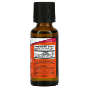 NOW Foods Liquid Vitamin D-3 Extra Strength 1.000 IU 1 fl oz (30 ml) 733739003713