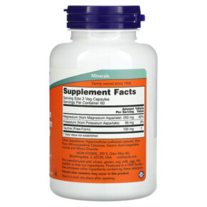 NOW Foods Magnesium & Potassium Aspartate 120 Veg Capsules 733739013200