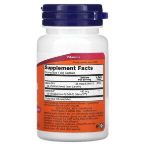NOW Foods Mega D-3 & MK-7 180 mcg (5.000 IU) 60 Veg Capsules 733739003843
