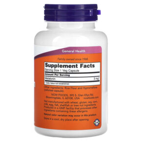 NOW Foods Melatonin 3 mg 180 Veg Capsules 733739032577