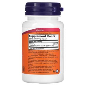 NOW Foods MK-7 Vitamin K-2 Extra Strength 300 mcg 60 Veg Capsules 733739009944