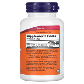 NOW Foods Natural Beta Carotene 7.500 mcg (25.000 IU) 180 Softgels 3 NOW Foods Natural Beta Carotene 7.500 mcg (25.000 IU) 180 Softgels 733739003225