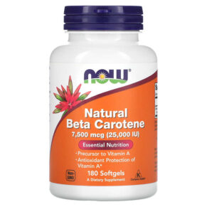 NOW Foods Natural Beta Carotene 7.500 mcg (25.000 IU) 180 viên 733739003225
