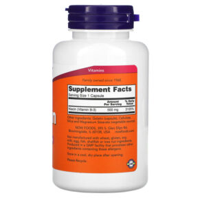 NOW Foods Niacin 500 mg 100 Capsules 3 NOW Foods Niacin 500 mg 100 Capsules 733739004819