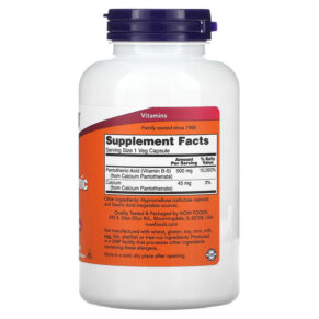 NOW Foods Pantothenic Acid 500 mg 250 Veg Capsules 733739004888