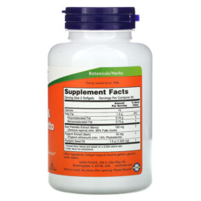 NOW Foods Pygeum & Saw Palmetto 120 Softgels 733739047298