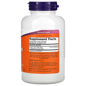 NOW Foods Red Yeast Rice 600 mg 240 Veg Capsules 733739034991