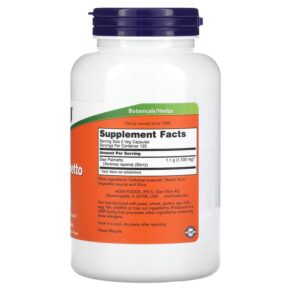NOW Foods Saw Palmetto Berries 550 mg 250 Veg Capsules 733739047489