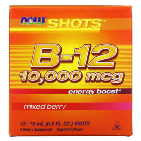 NOW Foods Shots B-12 Mixed Berry 10.000 mcg 12 Shots 0.5 fl oz (15 ml) 733739004536