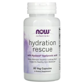 NOW Foods Solutions Hydration Rescue + Hyabest Hyaluronic Acid 60 viên 733739033888