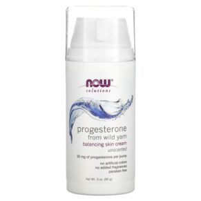 NOW Foods Solutions Progesterone from Wild Yam Balancing Skin Cream Unscented 20 mg 3 oz (85 g) 733739033383