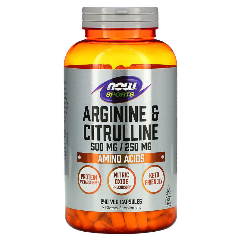 NOW Foods Sports Arginine & Citrulline 240 Veg Capsules 1 NOW Foods Sports Arginine & Citrulline 240 viên 733739000385