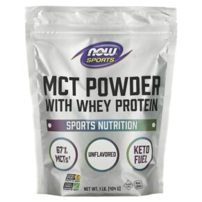 NOW Foods Sports MCT Powder + Whey Protein Unflavored 1 lb (454 g) 733739017369